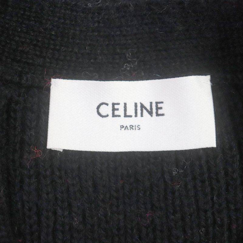 Celine 23AW 2ac22579s 100% Wool Logo Ski Jacquard Knit Oversized Logo Button