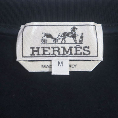 Hermes 23SS Chevaux Symetrie Cotton Leather Patched Sweatshirt Pullover Navy M