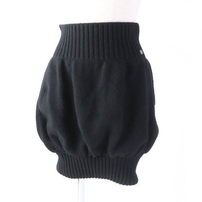 CHANEL 08A P33485 100% Cashmere Balloon Knit Skirt With Coco Mark Crown Button