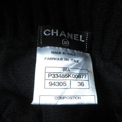 CHANEL 08A P33485 100% Cashmere Balloon Knit Skirt With Coco Mark Crown Button