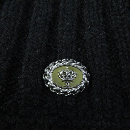 CHANEL 08A P33485 100% Cashmere Balloon Knit Skirt With Coco Mark Crown Button