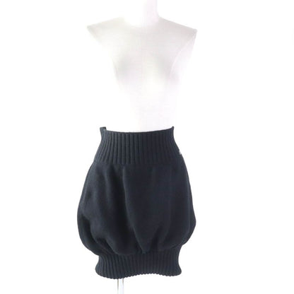 CHANEL 08A P33485 100% Cashmere Balloon Knit Skirt With Coco Mark Crown Button