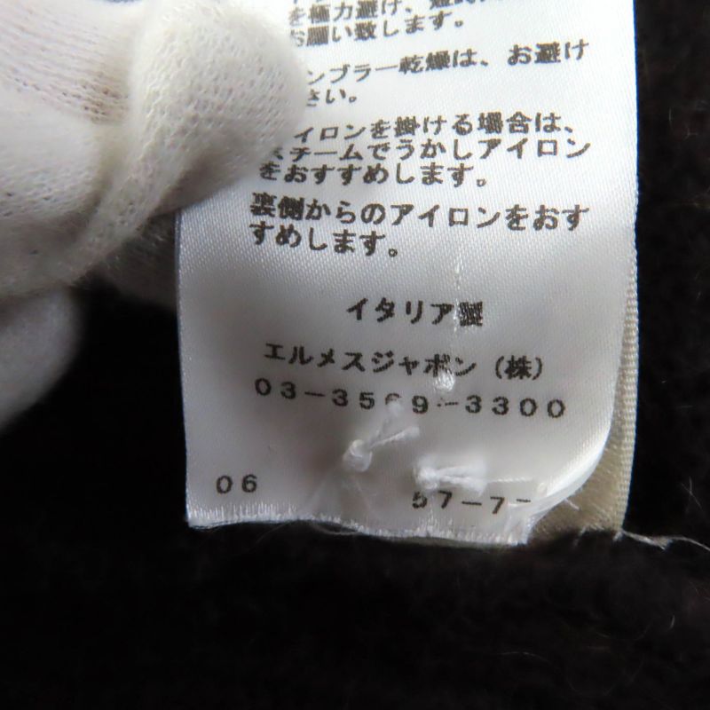 Hermes 100% Camel Crew Neck Long Sleeve Knit Knee Length Dress Dark Brown 38