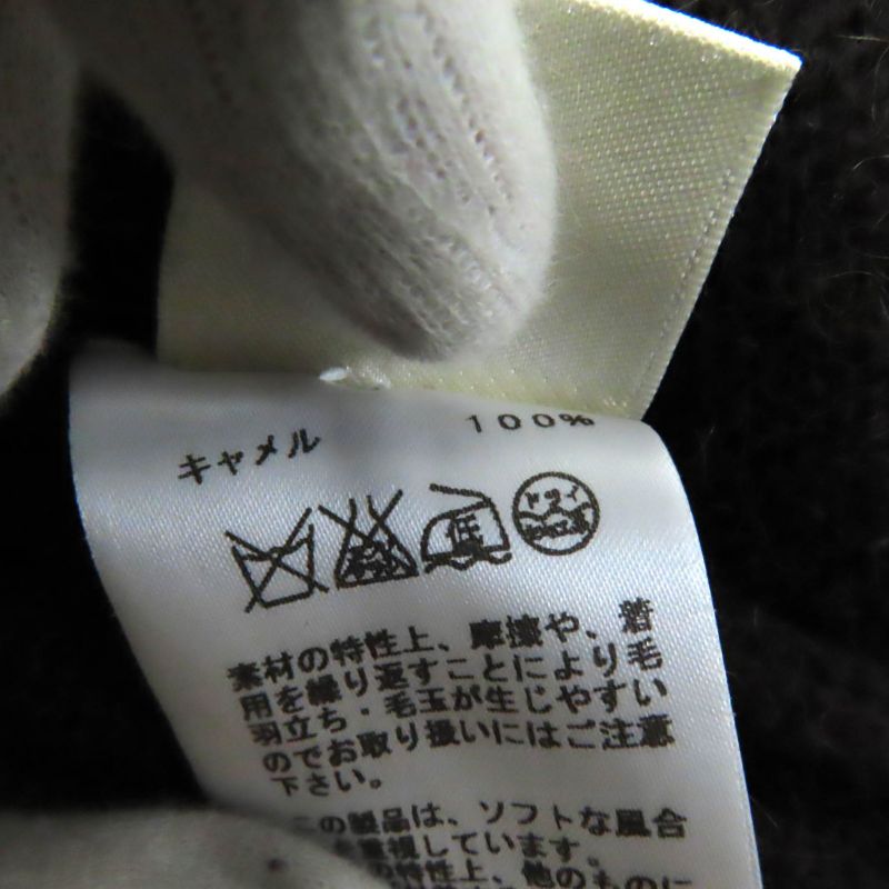 Hermes 100% Camel Crew Neck Long Sleeve Knit Knee Length Dress Dark Brown 38