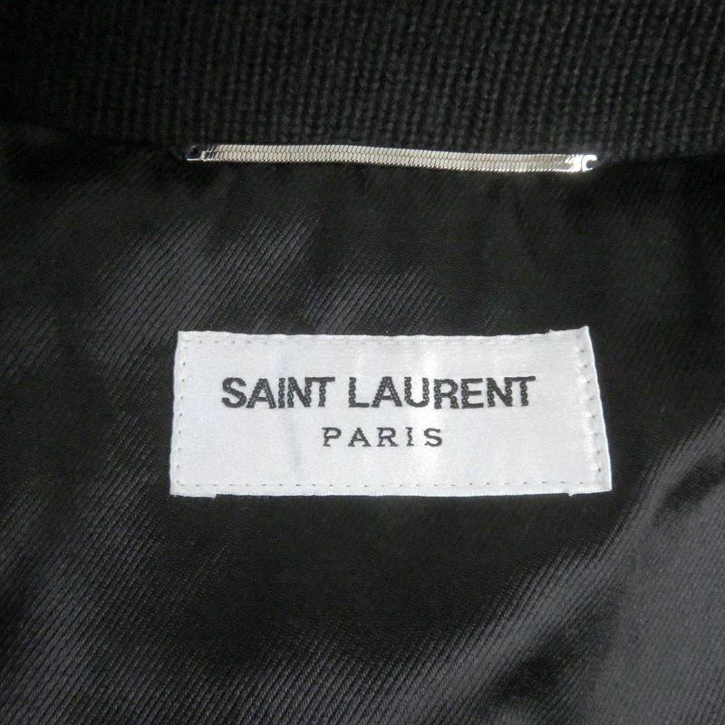 Saint Laurent Paris 2021 661008 Chevron Stripe Padded Leather Bomber Jacket