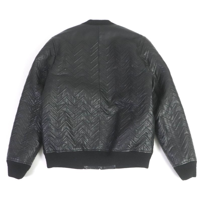 Saint Laurent Paris 2021 661008 Chevron Stripe Padded Leather Bomber Jacket