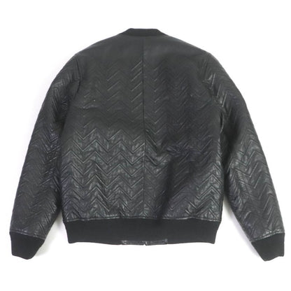 Saint Laurent Paris 2021 661008 Chevron Stripe Padded Leather Bomber Jacket