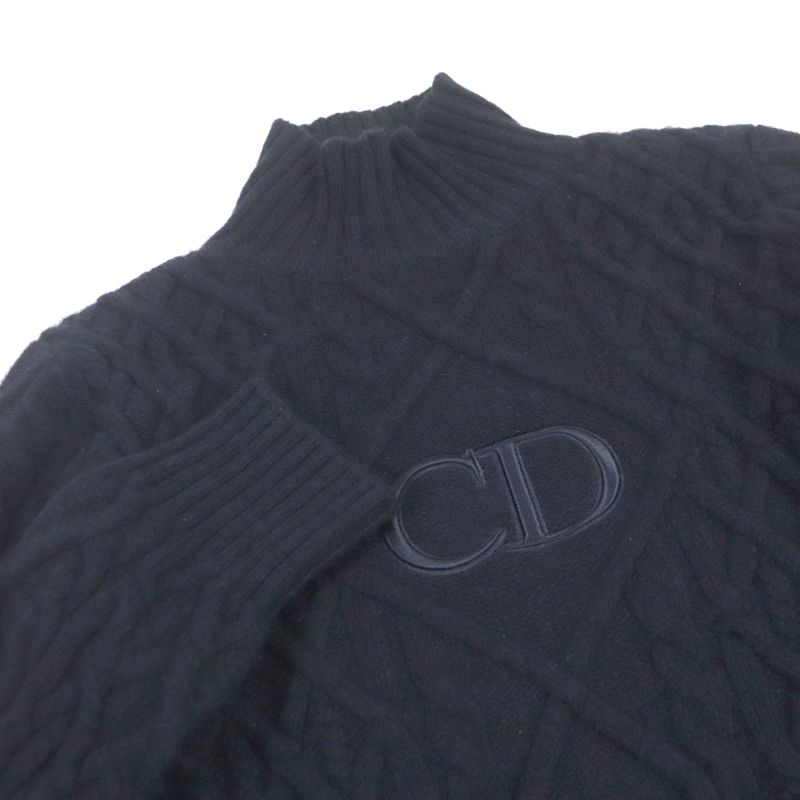 DIOR Homme 113m616at183 100% Cashmere CD Logo Embroidery High Neck Cable Knit
