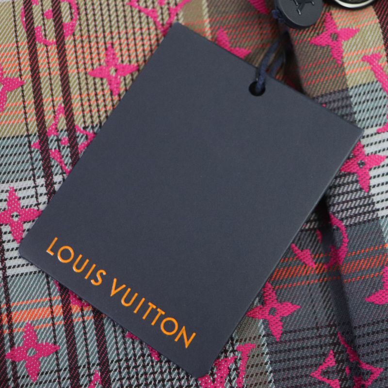 Louis Vuitton Madras Check Monogram Logo Button Chester Coat Pink Multi 48