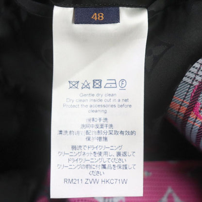 Louis Vuitton Madras Check Monogram Logo Button Chester Coat Pink Multi 48