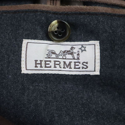 Hermes Goat Leather Zip Up Jacket Blouson Brown 52 Made In France Men's