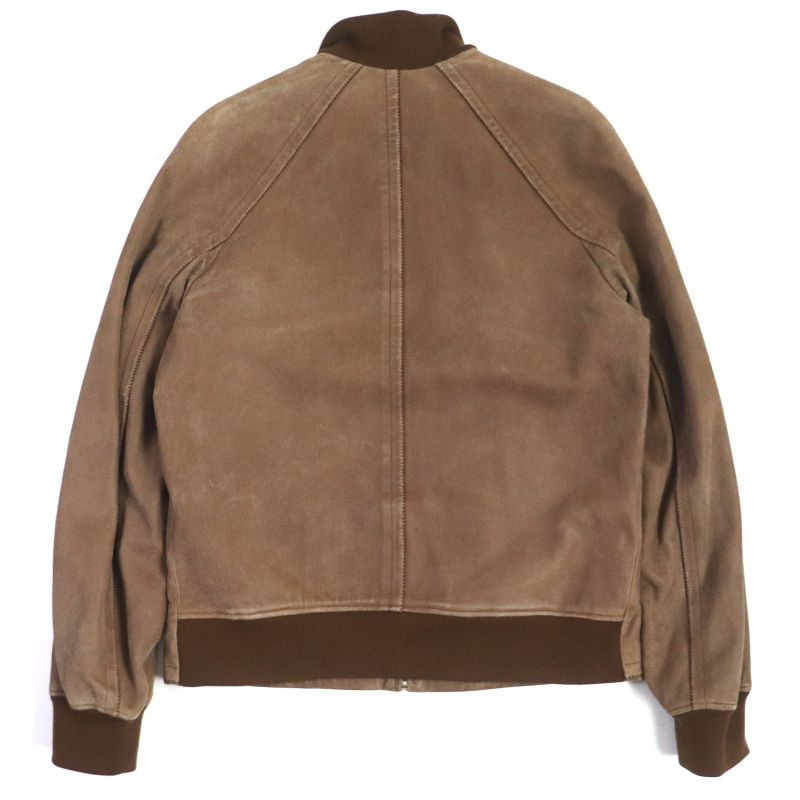 Hermes Goat Leather Zip Up Jacket Blouson Brown 52 Made In France Men's