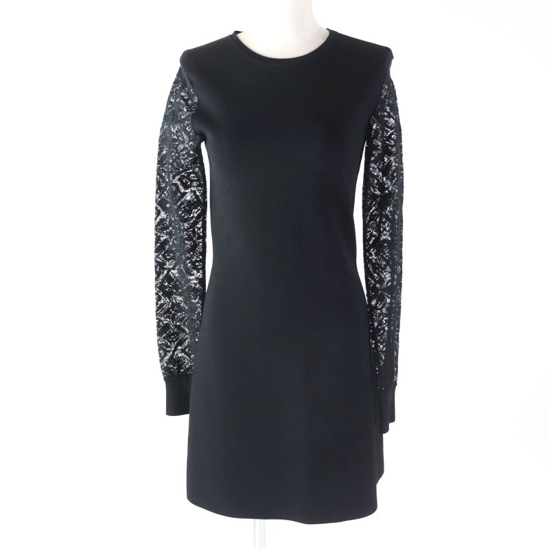 Louis Vuitton Monogram Flower Lace Knee-length Paneled Dress Black XS (equivalen