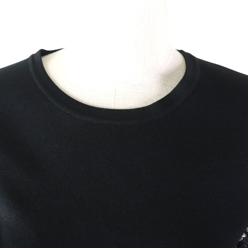 Louis Vuitton Monogram Flower Lace Knee-length Paneled Dress Black XS (equivalen