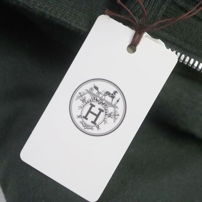 Hermes 2022 100% Cashmere Knit Switch Collar Layered Zip Down Jacket Green 46