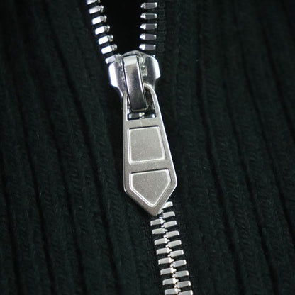 Hermes 2022 100% Cashmere Knit Switch Collar Layered Zip Down Jacket Green 46