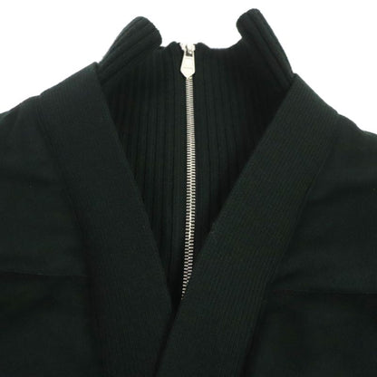 Hermes 2022 100% Cashmere Knit Switch Collar Layered Zip Down Jacket Green 46