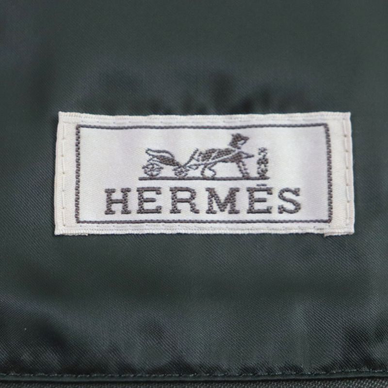 Hermes 2022 100% Cashmere Knit Switch Collar Layered Zip Down Jacket Green 46