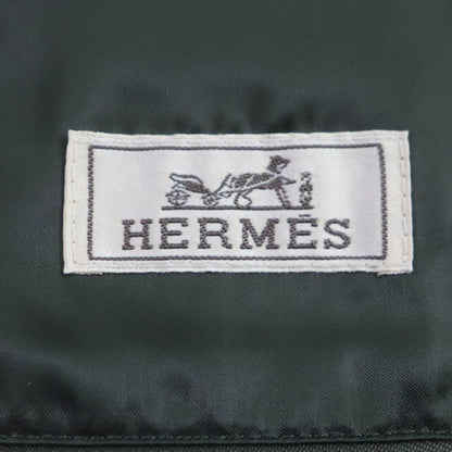 Hermes 2022 100% Cashmere Knit Switch Collar Layered Zip Down Jacket Green 46