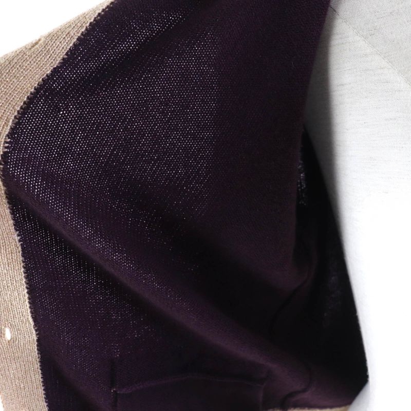 CHANEL 17A P57065 Cashmere Cardigan With Keyhole Buttons Plum/golden Beige 38