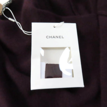 CHANEL 17A P57065 Cashmere Cardigan With Keyhole Buttons Plum/golden Beige 38