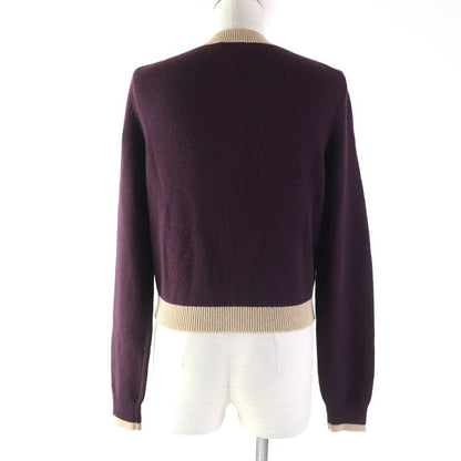 CHANEL 17A P57065 Cashmere Cardigan With Keyhole Buttons Plum/golden Beige 38