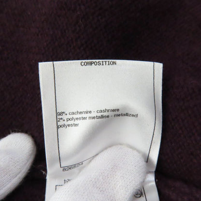 CHANEL 17A P57065 Cashmere Cardigan With Keyhole Buttons Plum/golden Beige 38