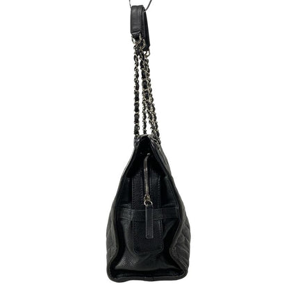 Chanel Tote Bag Matelasse Black Silver Hardware / Chain Shoulder