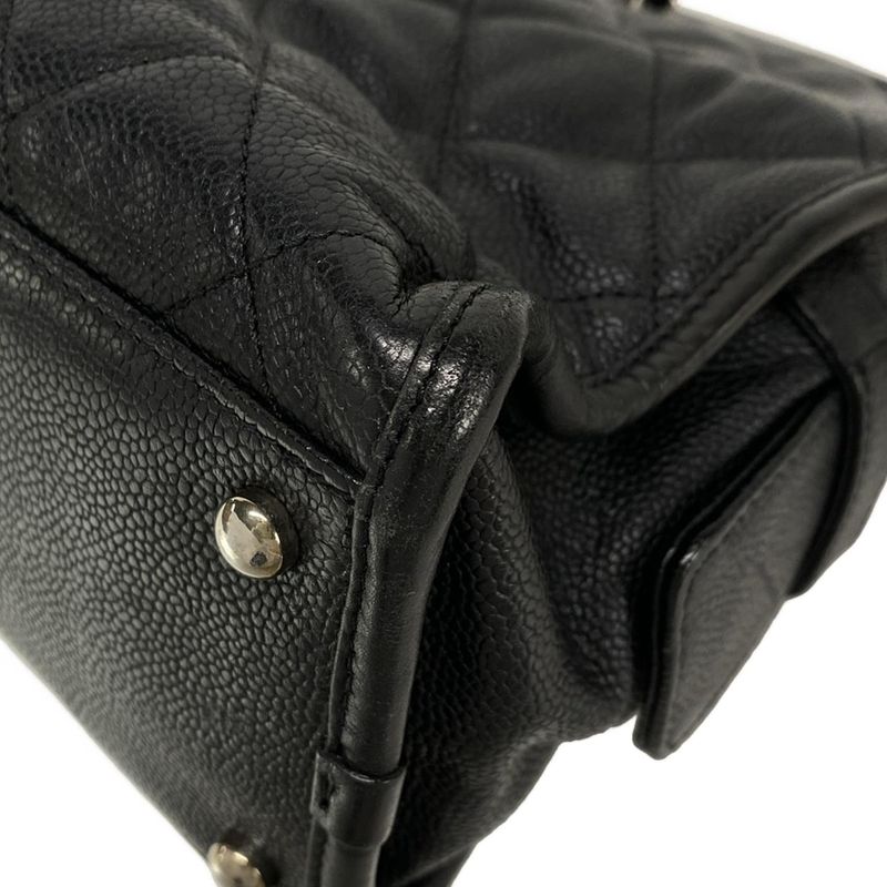 Chanel Tote Bag Matelasse Black Silver Hardware / Chain Shoulder