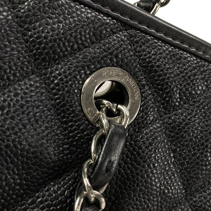 Chanel Tote Bag Matelasse Black Silver Hardware / Chain Shoulder