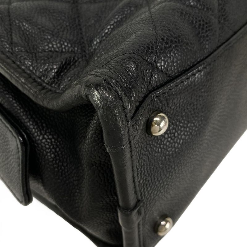 Chanel Tote Bag Matelasse Black Silver Hardware / Chain Shoulder