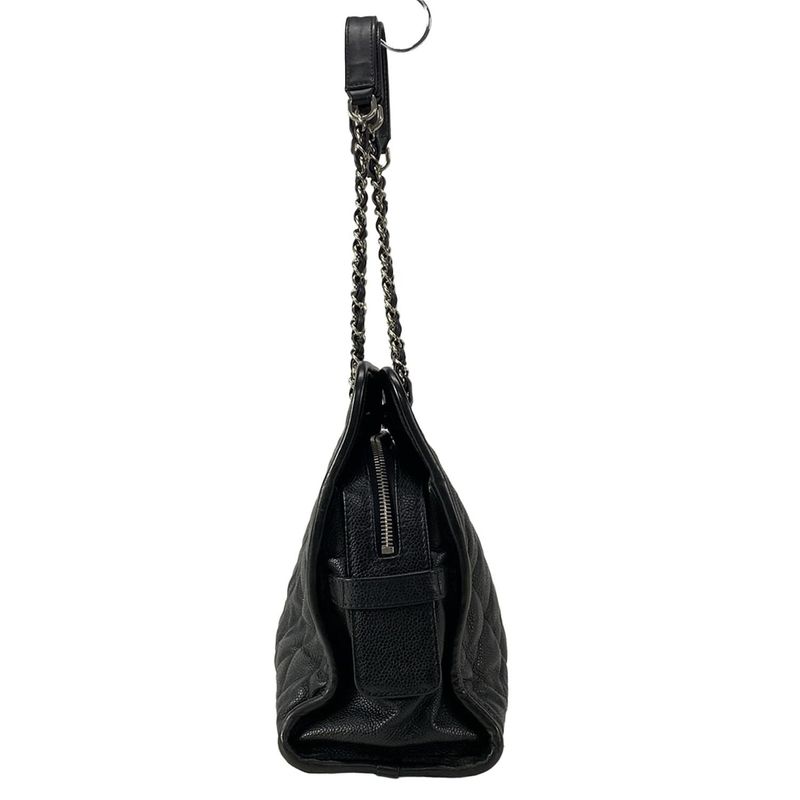 Chanel Tote Bag Matelasse Black Silver Hardware / Chain Shoulder