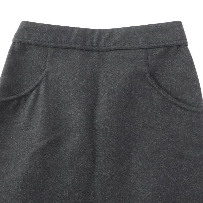 CHANEL 11A P41836 Wool Angora Mix Trapeze Skirt With Coco Mark Metal Buttons