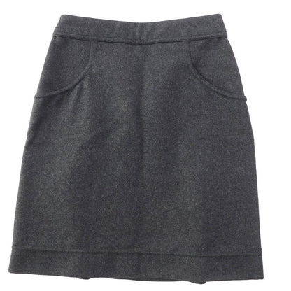 CHANEL 11A P41836 Wool Angora Mix Trapeze Skirt With Coco Mark Metal Buttons