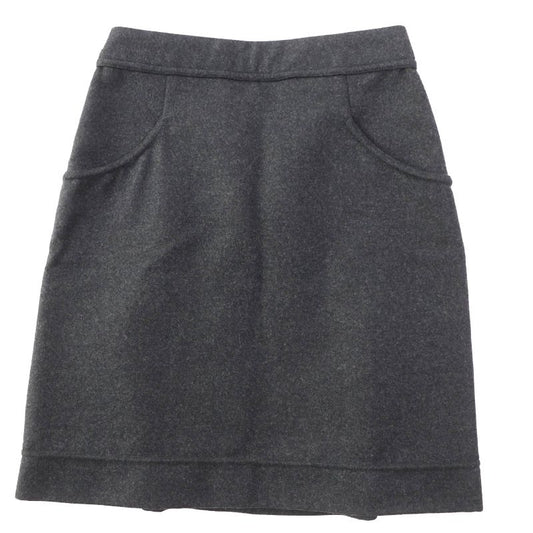 CHANEL 11A P41836 Wool Angora Mix Trapeze Skirt With Coco Mark Metal Buttons