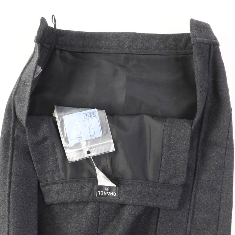 CHANEL 11A P41836 Wool Angora Mix Trapeze Skirt With Coco Mark Metal Buttons