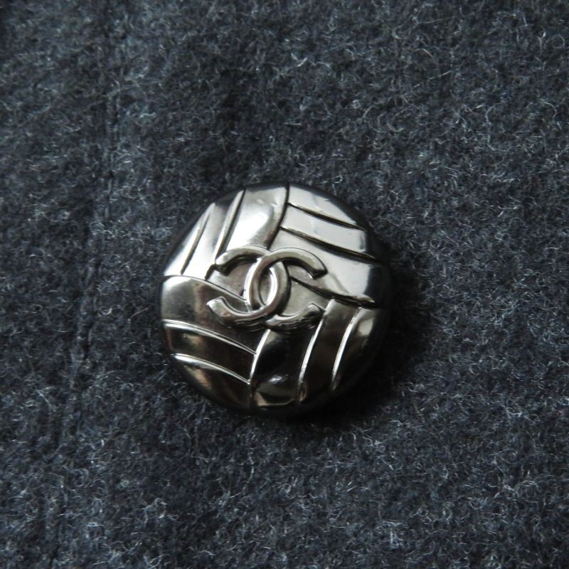 CHANEL 11A P41836 Wool Angora Mix Trapeze Skirt With Coco Mark Metal Buttons