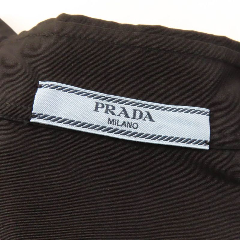 Prada 19 Years APD1 Silk Jacquard Waist Switch Long Sleeve Long Shirt Black 38S