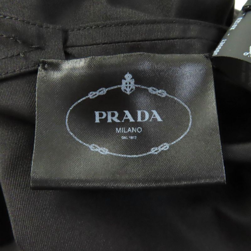 Prada 19 Years APD1 Silk Jacquard Waist Switch Long Sleeve Long Shirt Black 38S