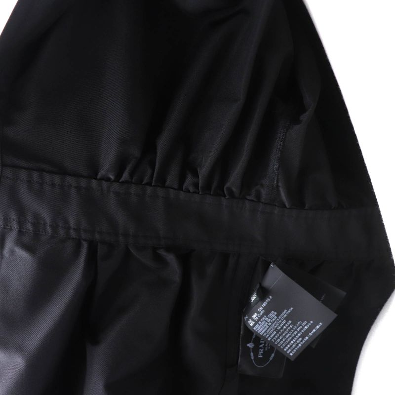 Prada 19 Years APD1 Silk Jacquard Waist Switch Long Sleeve Long Shirt Black 38S