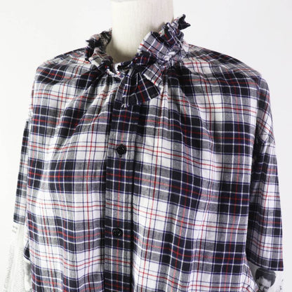 Balenciaga 18AW 528697 Cotton Newspaper Checked Long Sleeve Shirt Multi 34