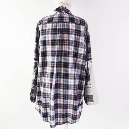 Balenciaga 18AW 528697 Cotton Newspaper Checked Long Sleeve Shirt Multi 34