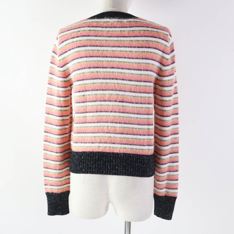 CHANEL 22A P72906 Métiers D'art Collection Alpaca Blend Striped Knit With Coco