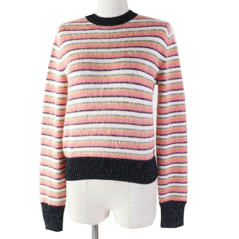 CHANEL 22A P72906 Métiers D'art Collection Alpaca Blend Striped Knit With Coco