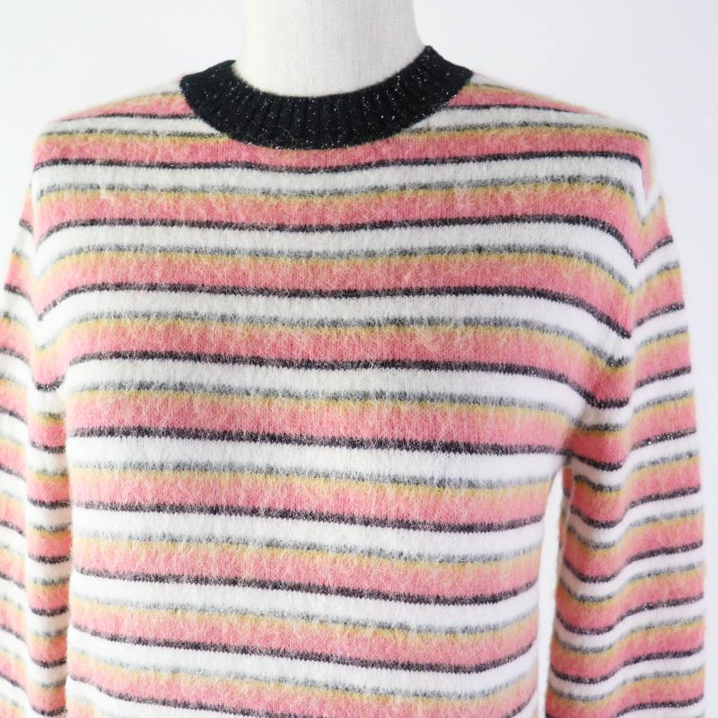 CHANEL 22A P72906 Métiers D'art Collection Alpaca Blend Striped Knit With Coco