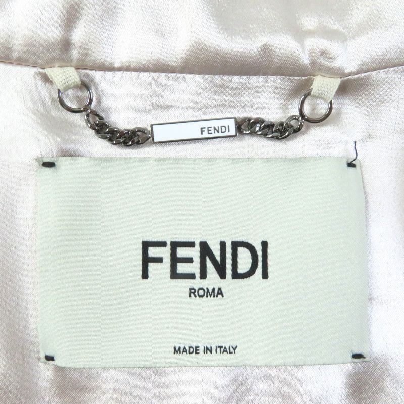 Fendi 2022 Fj7405 Zip Design Satin Padded Jacket Blouson Light Pink 40 Made In