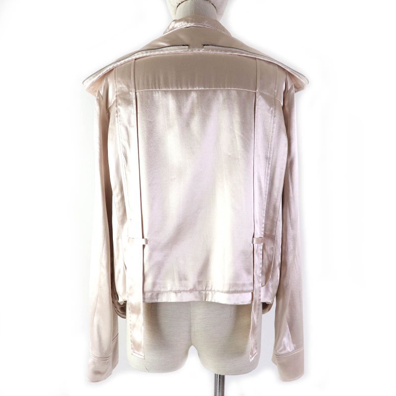 Fendi 2022 Fj7405 Zip Design Satin Padded Jacket Blouson Light Pink 40 Made In