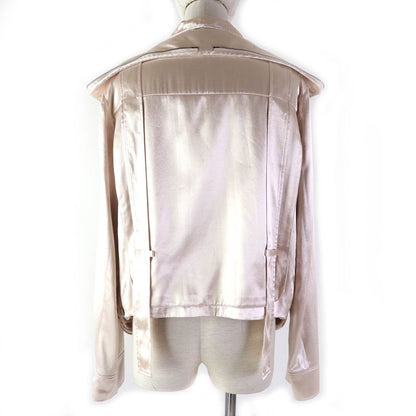 Fendi 2022 Fj7405 Zip Design Satin Padded Jacket Blouson Light Pink 40 Made In