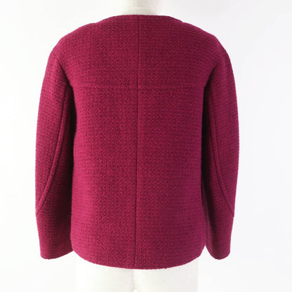 CHANEL P50305 Wool With Silk Lining Single-color Tweed Zip-up Collarless