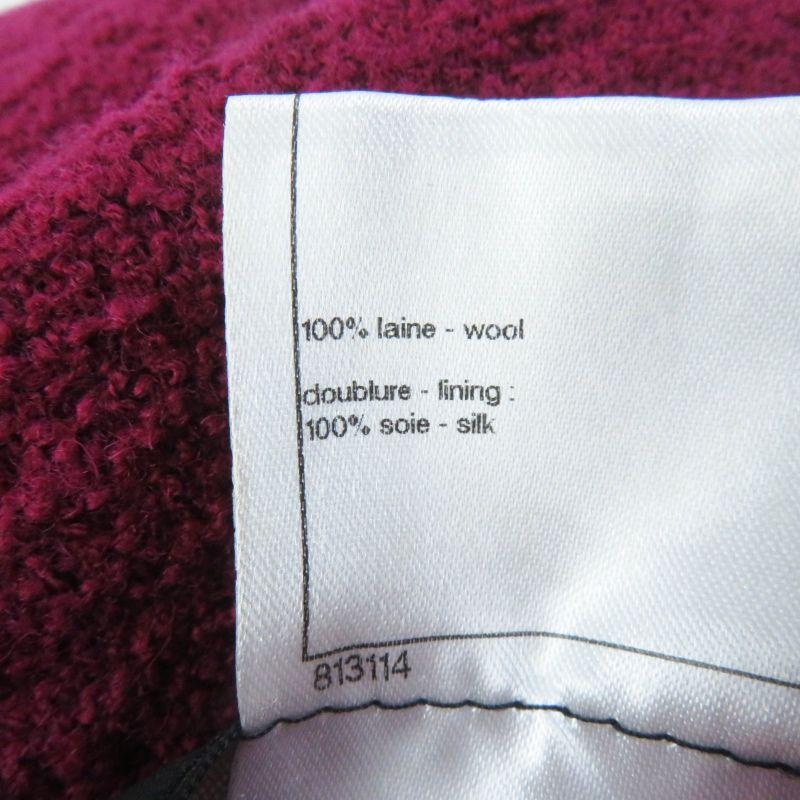 CHANEL P50305 Wool With Silk Lining Single-color Tweed Zip-up Collarless